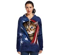 FANSU Unisex Damen 3D Druck Hoodies Kapuzenpullover, Langarm Wolf Tiger Tier 3D-Druck Pullover Kapuzenpulli Sweatshirt Kapuzenjacke (XL,QZ656-Sternenkatze)