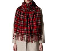 FANSU Weihnachten Winter Schal Damen Warm, Gingham Plaid Dicke Schals Frauen Kuschelig Flauschiger Winterschal mit Quaste, Oversized Weich Deckenschal Modeschal Schultertuch (Rot)