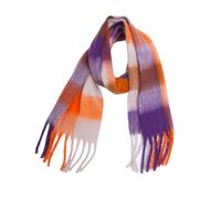 FANSU Winter Schal Damen Warm, Dicke Schals Frauen Kuschelig Flauschiger Winterschal mit Quaste, Oversized Weich Deckenschal Modeschal Schultertuch (Lila + Orange)