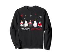 Fantabulous Acc Frauen Meowy Catmas Lustige Weihnachtskatzen Sweatshirt Schwarz S EU Klein Klassisch Langarm Crew Neck Winter Humor Weihnachten Frauen, Katzenliebhaber