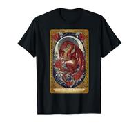 Fantasy Dragon Halbmond Vintage Rosen Blume Floral T-Shirt