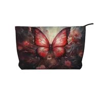 Fantasy Flower Butterfly Damen-Kosmetiktasche, tragbar, mit Reißverschluss, geeignet für Reisen und die tägliche Aufbewahrung von Kosmetika, Schwarz, Einheitsgröße