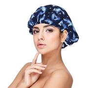 Fantasy Fox Moon Print Satin Silk Bonnet for Sleeping Women, Adjustable Double Layer Satin Hair Bonnet Night Sleep Cap for Curly Hair