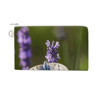 Fantasy Green Libelle Münzbörse Canvas Geldbörse Niedliche Kleingeldbörse Kleine Aufbewahrungstasche mit Reißverschluss, Lavendel, lila und weißer Schmetterling, Einheitsgröße, Blumen und Tiere