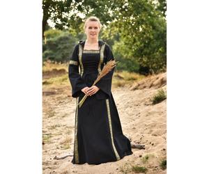 Fantasy-Mittelalterkleid schwarz mit Kapuze "Eleanor" XL