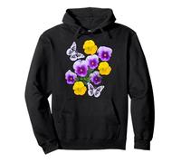 Fantasy Weiße Schmetterlinge Lila Gelb Stiefmütterchen Formen Mania Pullover Hoodie