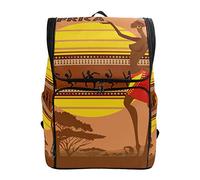 FANTAZIO Afrikanische Frau Sonnenuntergang Landschaft Laptop Outdoor Rucksack Reise Wandern Camping Rucksack Pack Casual Groß College Schule Daypack