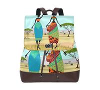 FANTAZIO Rucksäcke Afrikanische Frauen im Berg Landschaft Schultasche Leder Daypack