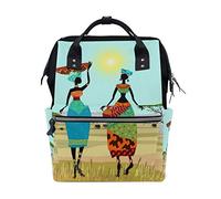 FANTAZIO Rucksäcke afrikanische Frauen im Berg Landschaft Schultasche Segeltuch Daypack