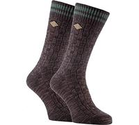 FARAH® - 2er Pack Herren Vintage Qualität Baumwolle Socken mit Gestreift (39/45, 04 Earth Brown)