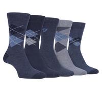 Farah - 5er-Pack dünne, atmungsaktive, klassische Argyle-Muster-Socken aus Baumwolle mit weichem Oberteil - FCS270DENTEL (Argyle) EU 39 - 45