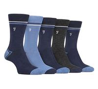 Farah 5er Pack Herren Bambussocken Bunt Farbig Business Socken (39-45, Marine Blau)
