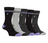 Farah 5er Pack Herren Bambussocken Bunt Farbig Business Socken (39-45, Schwarz /Lila)