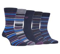 Farah - 5er-Pack Herren dünne atmungsaktive klassische gestreifte gemusterte weiche Baumwolle Kleid Socken - FCS271NVYPUR (gestreift) EU 39 - 45