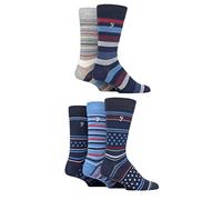 Farah Herren Plain, Streifend und Gemustert Jeden Tag Bambus Socken Packung 5 Streifen und Punkte Marine/Blau 39-45