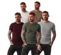 Farah - "Wardlow" T-Shirt für Herren, Für die Freizeit (5er-Pack) (Grau/Grün/Weiß/Sand/Burgunderrot) L