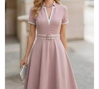 Farbblockkleid im Casual-Stil für Mittelalter- und ältere Frauen