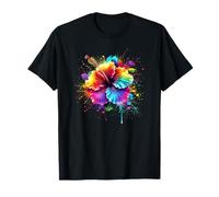 Farbenfrohe Splash Art Hibiskusblumen T-Shirt