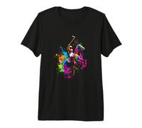 Farbenfroher Polospieler auf Pferd - Fun Splash Art Premium T-Shirt