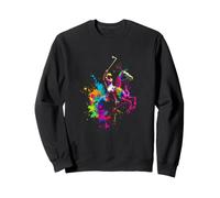 Farbenfroher Polospieler auf Pferd - Fun Splash Art Sweatshirt
