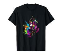 Farbenfroher Polospieler auf Pferd - Fun Splash Art T-Shirt