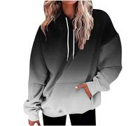 Farbverlauf Hoodie Damen Oversize Kapuzenpullover Pullover Sweatshirt mit Kapuze Langarm Pulli Winter Mode Oberteile Casual Sportshirt Kordelzug Langarmshirt Streetwear Kapuzenpulli Shirt Tasche