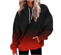Farbverlauf Hoodie Damen Oversize Kapuzenpullover Pullover Sweatshirt mit Kapuze Langarm Pulli Winter Mode Oberteile Casual Sportshirt Kordelzug Langarmshirt Streetwear Kapuzenpulli Shirt Tasche