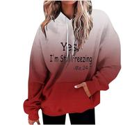 Farbverlauf Hoodie Damen Oversize Kapuzenpullover Pullover Sweatshirt mit Kapuze Langarm Pulli Winter Mode Oberteile Casual Sportshirt Kordelzug Langarmshirt Streetwear Kapuzenpulli Shirt Tasche