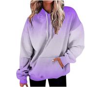 Farbverlauf Hoodie Damen Oversize Kapuzenpullover Pullover Sweatshirt mit Kapuze Langarm Pulli Winter Mode Oberteile Casual Sportshirt Kordelzug Langarmshirt Streetwear Kapuzenpulli Shirt Tasche