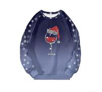 Farbverlauf Schneeflocken Druck Langarm Pullover Hoodie mit Rundhalsausschnitt für Casual und Aktivitäten in verschiedenen Jahreszeiten (XXL Blau)