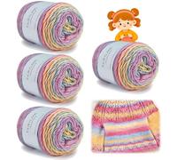 Farbverlaufsgarn, 400g (4x100g) Wolle mit Farbverlauf zum Häkeln, Superweiche Mehrfarbiges Perfekt zum Weben von Babydecke Pullover Schal Hüte