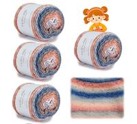 Farbverlaufsgarn, 400g (4x100g) Wolle mit Farbverlauf zum Häkeln, Superweiche Mehrfarbiges Perfekt zum Weben von Babydecke Pullover Schal Hüte