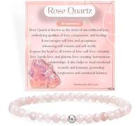 Farfume 4mm Edelstein Perlen Armband für Frauen, Kristall Silber 925 Naturstein Schmuck Elastisch Armbänder Damen, Chakra Spirituelle Charms Armbänder Valentinstag-Geschenke (Rosenquarz)