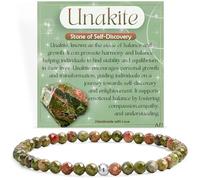 Farfume 4mm Edelstein Perlen Armband für Frauen, Kristall Silber 925 Naturstein Schmuck Elastisch Armbänder Damen, Chakra Spirituelle Charms Armbänder Valentinstag-Geschenke (Unakit)