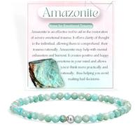 Farfume Amazonit - Wiederherstellung - Edelstein Perlen Armband für Frauen, 4mm Kristall Silber 925 Naturstein Schmuck Elastisch Armbänder Damen, Chakra Spirituelle Charms Armbänder Geschenke