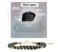 Farfume Armband Damen Edelstein Perlen Armbänder, Chakra 4mm Kristall Natürliche Echte Steine Schmuck Geschenke für Frauen(Schwarzer Achat)