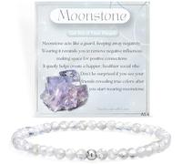 Farfume Mondstein - Schutz - Edelstein Perlen Armband für Frauen, 4mm Kristall Silber 925 Naturstein Schmuck Elastisch Armbänder Damen, Chakra Spirituelle Charms Armbänder Geschenke