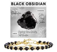 Farfume Schwarzes Obsidian Kristallarmband Perlenarmbänder für Frauen 4 mm Natursteinperlen Edelstein Handgefertigter Schmuck Geschenke
