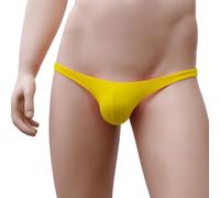 Faringoto Herren-Komfort-Tangas G-String atmungsaktive Seiden-Unterwäsche, nahtloser T-Rücken, gelb, X-Large