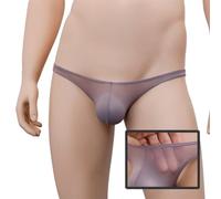Faringoto Herren-Komfort-Tangas G-String atmungsaktive Seiden-Unterwäsche, nahtloser T-Rücken, Kaffee, Large