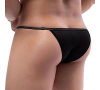 Faringoto Herren-Netz-G-Strings Slips Unterwäsche Niedrige Taille Sissy T-Rücken-Tanga Dessous Unterhose Höschen, Schwarz, Medium