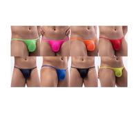 Faringoto Herren-Netz-G-Strings Slips Unterwäsche Niedrige Taille Sissy T-Rücken-Tanga Dessous Unterhose Höschen, 8 Farben, Large