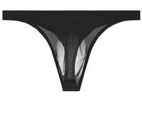 Faringoto Nahtlose, transparente Höschen, Eisseide, ultradünn, Herren-Unterwäsche, G-Strings und Tangas, Herren-Bikini, T-Rücken, Schwarz, Large