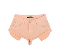 Faringoto Sexy Damen-Jeans, zerrissene, niedrige Taille, Denim-Shorts mit Taschen, Orange/Abendrot im Zickzackmuster (Sunset Chevron), Klein