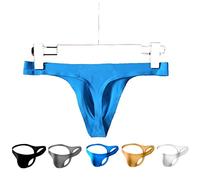 Faringoto Ultradünner nahtloser Tanga für Herren, G-Strings und Tangas, Herrentasche, Eisseide, atmungsaktiv, niedrige Taille, S-XXL, Schwarz + Grau + Königsblau + Khaki + Weiß, M