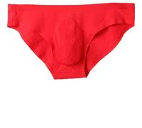 Faringoto Ultradünner nahtloser Tanga für Herren, G-Strings und Tangas, Herrentasche, Eisseide, atmungsaktiv, niedrige Taille, S-XXL, rot, XL