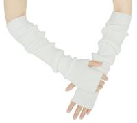 Farlenoyar Warme Kaschmir-Handschuhe mit langen Armen für Damen, fingerlos, weiche Armstulpen, tolle Urlaubsgeschenke, Weiß/opulenten Garten, Einheitsgröße