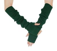 Farlenoyar Warme Kaschmir-Handschuhe mit langen Armen für Damen, gemütliche, fingerlose Winterhandschuhe, weiche Armstulpen, tolles Urlaubsgeschenk, Dunkelgrün, Einheitsgröße