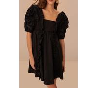 FARM Rio Black Ruffle Short Sleeve Mini Dress Größe: XXS | Minikleider Outlet | Damen | Schwarz