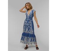 Farm Rio Blue Romantic Richelieu Lenzing™ Ecovero™ Maxikleid Aus Leinen 343968-l0003 Weiß;Blau;Print XS